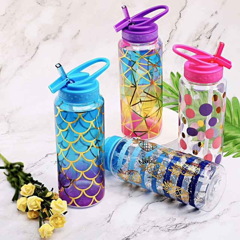 Home Tune Cute Water Bottle with Straw, BPA FREE Tritan &Leak Proof & Carry Handle & Pretty Design, 32oz/950ml (Mermaid) - Image 5